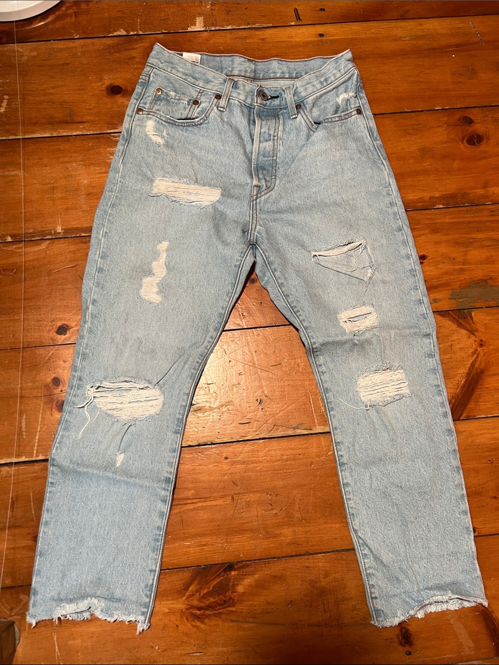 Levi's Light Blue Slim Straight Distressed Jeans